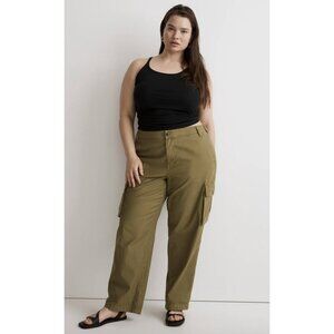 MADEWELL Plus Garment-Dyed Low-Slung Straight Cargo Pants in Classic Olive 18W